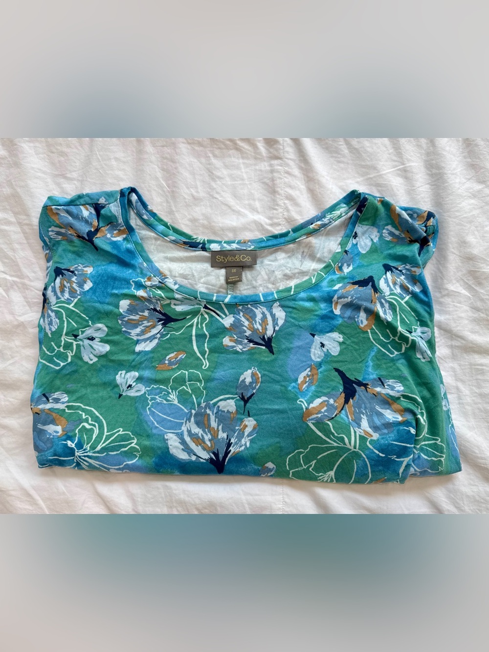 Style & Co. Teal Floral Scoop Neck Women’s Dress